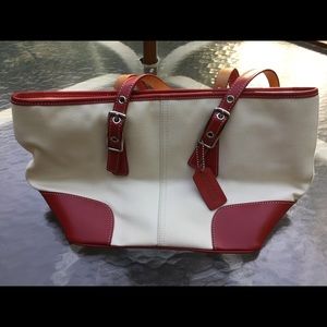 Coach Genuine Leather Bag Red and Cream
